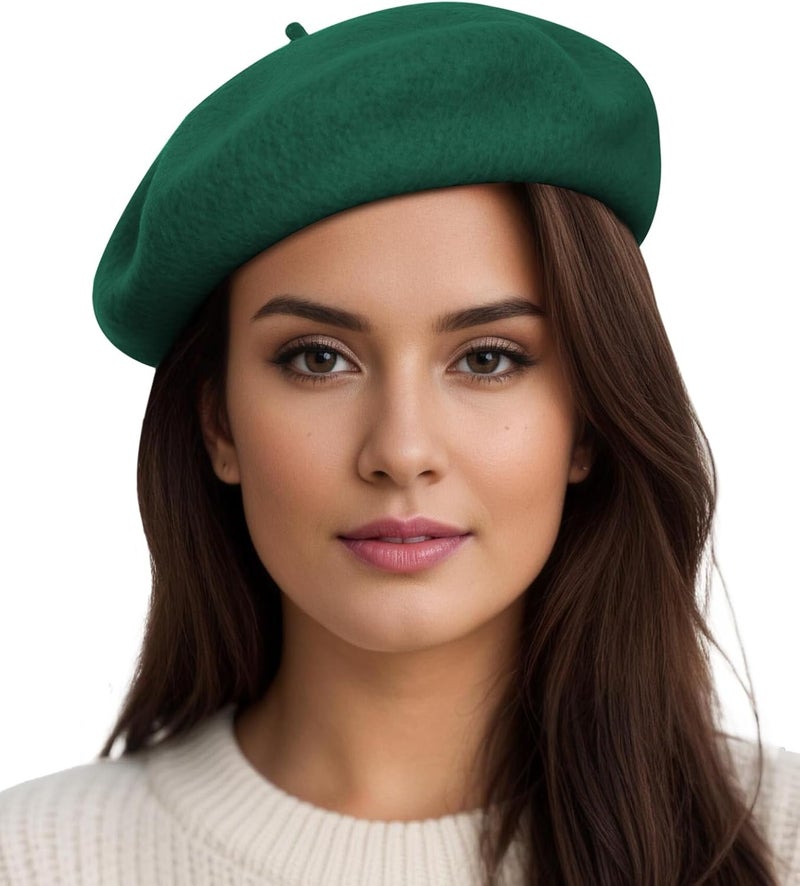 Sumolux Women Beret Hat Wool Vintage French Solid Color Classic Winter Cap - Image 1